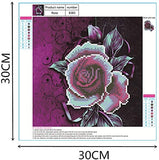 New 5D Diamond Painting Kits for Adults Kids, Awesocrafts Purple Rose Flower, Left Partial Drill DIY Diamond Art Embroidery Paint by Numbers with Diamonds (Rose3)
