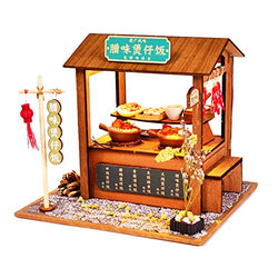 Dollhouse Miniature with Furniture,DIY 3D Wooden Doll House Kit Street Food Series Style Plus with Dust Cover and LED,1:24 Scale Creative Room Idea Best Gift for Children Friend Lover BM830