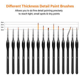 Detail Paint Brushes Set,15Pcs Miniature Paint Brush,Professional Fine Art Paint Brushes Kits,with Triangular Handle,Holder and Travel Bag,Suitable for Acrylic,Oil,Watercolor,Face,Nail,Model Painting