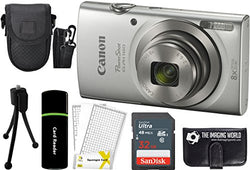 Canon PowerShot ELPH 180 20MP 8x Zoom Digital Camera (Silver) + 32GB Card + Reader + Case +