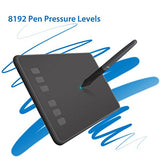 Huion Battery Free Tablet H950P Graphic Drawing Tablet with 8192 Levels of Pen Pressure 8 Express