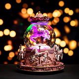 Music Box with Color Changing LED Lights, Carousel Crystal Ball Musical Snow Globe Horses Music Boxes for Girls Women Kids Daughter Mothers Day Christmas Birthday Gifts(Castle in The Sky)