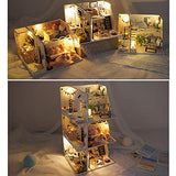 WYD Wooden Combination loft Dollhouse Miniature DIY House with LED Lights and Furniture Kit Creative Craft Assembling Christmas Toys Dollhouse 3D Kits (Midsummer time)