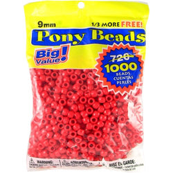 Darice PONY BEAD BIG VALUE-OPAQUE RED