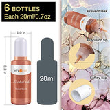HTVRONT Metallic Alcohol Ink Set - 20ml x 6 Vibrant Metallic Colors Alcohol-Based Resin Ink, Concentrated Shimmer & Easy to Mix Alcohol Ink for Epoxy Resin, Yupo, Painting, Tumbler Cups, Coaster