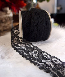 ABC-usnumber1seller 1" wide x 25 yards Black Floral Pattern Lace Ribbon for Decorating, Floral
