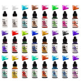 Alcohol Ink Set - 24 Bottles Vibrant Colors High Concentrated Alcohol-Based Ink & 24 Bottles Metal Color Alcohol-Based Ink for Resin Petri Dish, Coaster, Painting, Tumbler Cup Making(10ml Each)