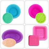 AFUNTA 8 Cavity Silicone Dragonfly Shape Soap Molds (5 Pcs), Non-Stick DIY Soap Making Supplies Handmade Cupcake Muffin Baking Pan, Biscuit Chocolate Mold, Ice Cube Tray -Square, Round, Oval