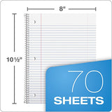 TOPS 1-Subject Notebooks, Spiral, 8" x 10-1/2", College Rule, Color Assortment May Vary, 70 Sheets, 6 Pack (65007)