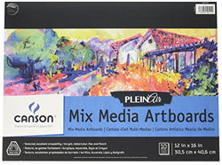 Canson Plein Air Mix Media Art Board Pad for Watercolor, Acrylic, Pens and Pencils, 12 x 16 Inch,