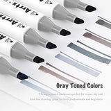 Arrtx 30 Colors Grayscale Markers Set, Alcohol Based Markers Dual Tip with Carry Bag, Permanent Artist Markers Pen for Anime Portrait Illustration Sketching Drawing Coloring