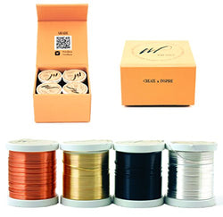 22 Gauge Tarnish Resistant Silver-Plated Copper and Copper Wire Set of 4 spools for Wrapping
