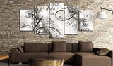 5 pcs Flower Canvas Wall Art Black and White Floral Print Painting Modern Decorative Diamond twig Artwork for Living Room Stretched and ready to hang (40"x20")