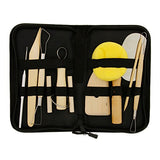 US Art Supply 12-Piece Pottery and Clay and Sculpting Tools Set with Canvas Zippered Case