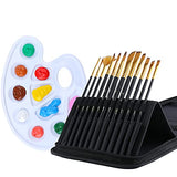 Transon 12pces Artist Paint Brush Set with Brush Case and 1 Paint Palette for Acrylic Watercolor Gouache Oil Hobby Craft Painting
