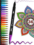 Twin Tip Brush Pens Art Project Markers Colored Fine Tip Pen Set of 36 Fine Point Bullet Journal Pens for Writing Drawing Adult Coloring Books Planner Sketch Book Calendar Note Marker for Kids Adults
