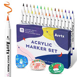Arrtx Markers, ALP 80 Colors Dual Tips Alcohol Markers 30 Colors Acrylic Paint Pens for Rock Painting, Extra Brush Tip, Water Based Paint Markers for Stone, Glass, Easter Egg, Wood and Fabr