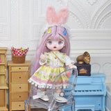 SISON BENNE 16cm Mini Cute BJD Dolls 1/8 Ball Jointed Girl Doll with Fashion Clothes Full Outfits Shoes Wigs Makeup, Best Gifts for Kids (30#)