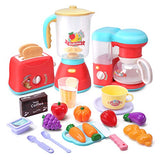 CUTE STONE Kitchen Appliances Toy,Kitchen Pretend Play Set with Coffee Maker Machine,Toaster,Blender with Realistic Light,Play Cutting Foods and Play Kitchen Accessories,Learning Gift for Girls Boys