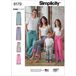 Simplicity 8179 Easy-to-Sew Children, Teen and Adult Pajama Pants Sewing Pattern in Sizes A (XS-XL)