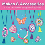 Creativity for Kids Shrink Fun Geode Jewelry - Create Your Own Faux Agate Shrink Film Necklaces, Rings and Bracelet