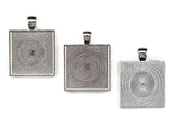 20 CleverDelights Square Pendant Trays - Shimmering Silver Color - 1 Inch - 25mm - Pendant Blanks