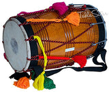 Dhol Drum by Maharaja Musicals, Mango Wood, Natural, Barrel Shaped, Padded Bag, Beaters, Nylon Shoulder Strap, Punjabi Bhangra Dhol Musical Instrument (PDI-GE)