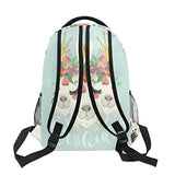 senya Cute Llama Flower Fantasy Backpack School Bag Travel Daypack