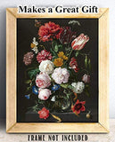 Still Life with Flowers in a Glass Vase, Jan Davidsz. de Heem - 11x14 Unframed Art Print - Great Home Decor and Gift Under $15 for Gardeners