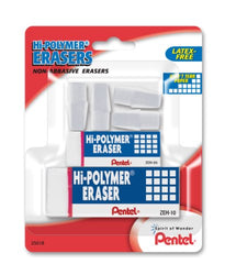Pentel Hi-Polymer Eraser Mixed Pack 4 Cap Erasers, 1 Small Block, 1 Large Block, Pack of 6