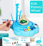 Kids Pottery Wheel, Childrens Pottery Wheel with Clay, Pottery Studio for Kids Ages 8+, Beginner Pottery Wheel and Paint Pottery Kit - Kids Pottery Making Set (Blue)