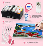 Acrylic Paint Set With 5 Brushes, HUAL 24 Colors (60ml, 2oz) Premium Acrylic Paints for Professional Artists Kids Students Beginners & Painters, Canvas Ceramic Wood Fabric Rock Painting Art Supplies Kit