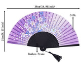 Amajiji Women Ladys Girls 8.27"(21cm) Folding Fan Hand Fan,Hand Held Silk Folding Fan with Bamboo