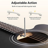 Donner 40 Inch Beginner Acoustic Guitar Cutaway Acustica Guitarra Bundle Kit with Pickup Free Online Lesson Bag Tuner Capo Strap Mini Jumbo for Adult Travel Teen Right Hand Black Brown DAJ-110CD