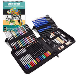 Coestai Sketching Drawing Kit Set 84-Piece and 100 Sheet Sketchbook | Art Supplies for Adults, Teens, Kids | Watercolor & Graphite Drawing Coloring Art Pencils Set | Artist Supplies Drawing Stuff