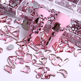 Pink Nail Art Rhinestones 2120Pcs Crystal Rhinestone for Nails Multi Size Shapes Light Pink Flatback Diamond Crystals Gems Nail Charms for Nail Art Craft DIY Clothes Shoes Jewelry