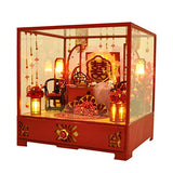 WYD Chinese Wedding Scene Jewelry Box, Wooden DIY Assembled Dollhouse Kit, Scene Building Model for Birthdays and Festive Gifts for Loved Ones and Friends