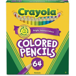 Crayola Colored Pencils, Short 64 CT - HB Pencil Grade - 3.3 mm Lead Size - Assorted Lead -