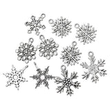 Housweety 50 Mixed Silver Tone Christmas Snowflake Charm Pendants