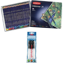 Derwent Drawing Pencils, Inktense, 4mm Core, Metal Tin, Watercolor, 24 Per Pack (0700929) +