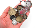 ALL in ONE 20pcs Mixed Cabochon Frame Setting Tray Pendant for DIY Jewelry Making (MIX)