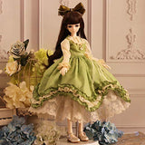 XSHION 1/4 BJD Doll Clothes, Retro Royal Dress Crinoline Skirt Costume Outfit Set for 1/4 Ball Jointed Doll Clothes Dress Up Accessories - Green
