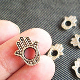 12 Antique Silver Plated Hamsa Bead Frame, 16mm x 13mm Hand of God Supplies (NS144)
