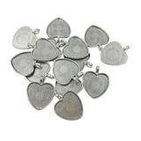 30 PCS 25mm Silver Heart Pendant Trays with Glass Setting,Pendant Blank Base,Silver Pendant