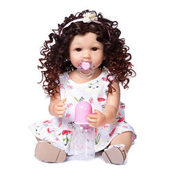Zero Pam Realistic Caucasian Child Doll 22 inch 55 cm Alive Reborn Baby Doll Full Body Soft Vinyl Doll Anatomically Correct Toddler Girl Doll Curly Hair for Kids Gift