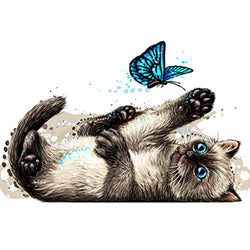 GZKLSMY DIY 5D Diamond Painting Kits, Full Drill Diamond Cat & Buttertfly Embroidery Rhinestone Cross Stitch Arts Craft Supply for Home Wall Decor
