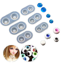 DOYOLLA Doll Eyes Casting Molds (Pack of 6), Silicone Eyeball Molds, Liquid Resin Craft Molds