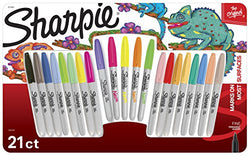 Sharpie Permanent Markers Combo Pack, Assorted Original & Neon Colors, Fine Point, 21 Count