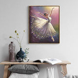 DIY 5D Diamond Painting by Numbers Kits, Ballet Girl Diamond Art Kit Full Round Drill for Adults or Kids, Crystal Rhinestone Embroidery Cross Stitch for Home Wall Decor Dancer (16x12inch)