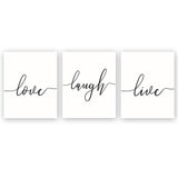 Love Live Laugh Quote Wall Art Modern Saying Art Print Black and White Motivational Word Art Poster,Set of 3（8" x10" ） Minimalist Canvas Art Painting Wall Decoration Warm Home Decor